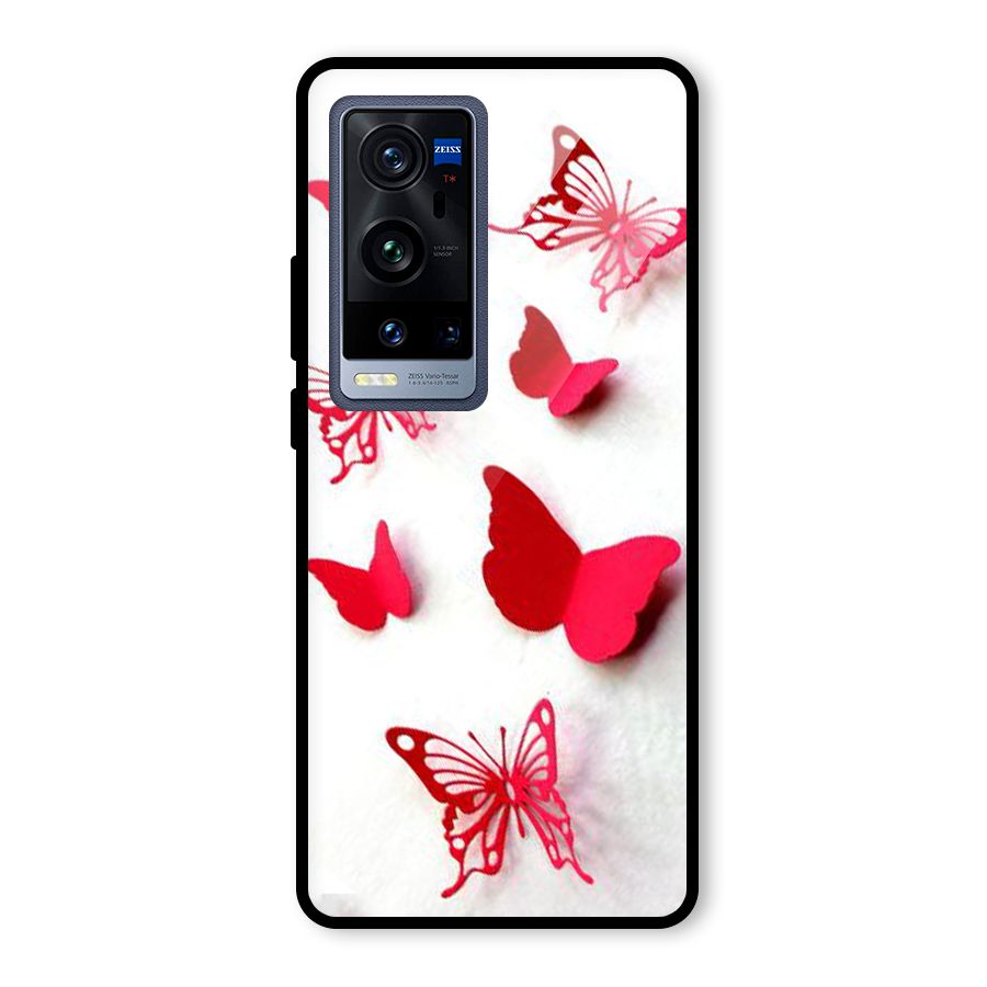 Red Butterflies Glass Back Case for Vivo X60 Pro Plus