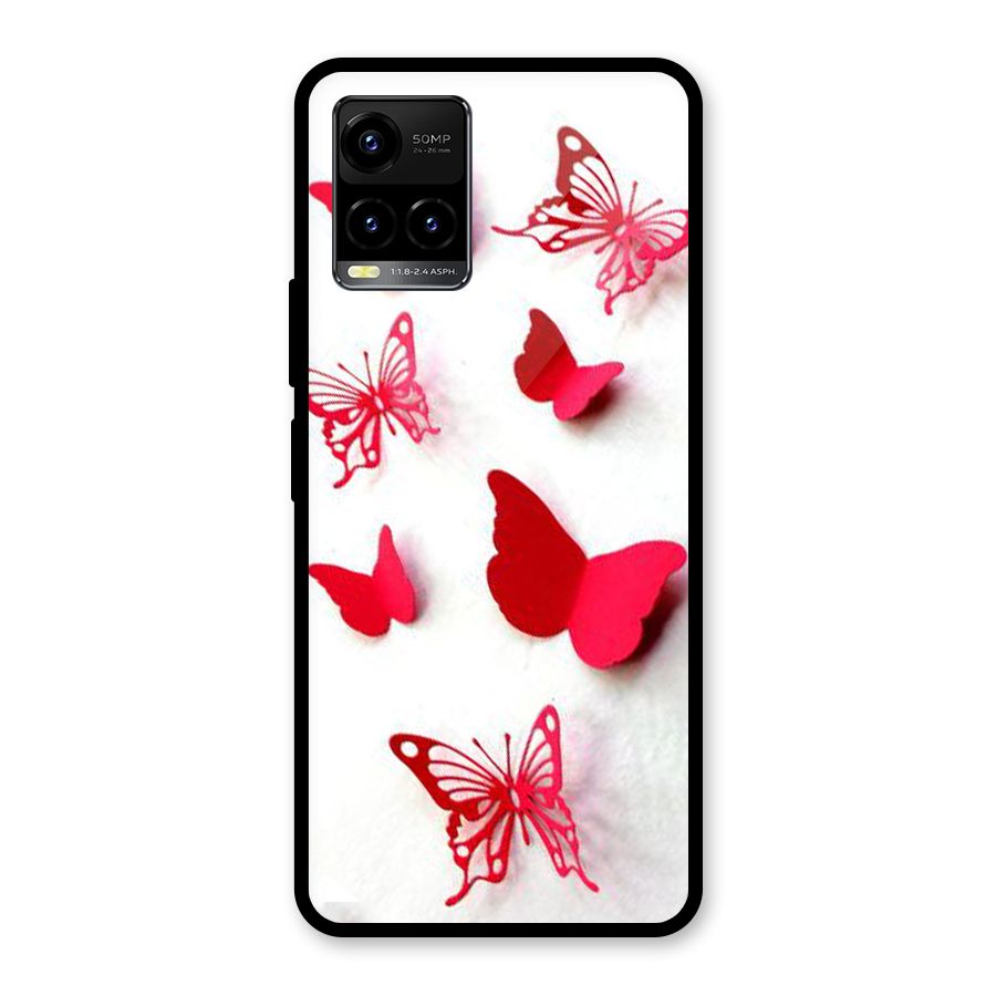Red Butterflies Glass Back Case for Vivo Y21A