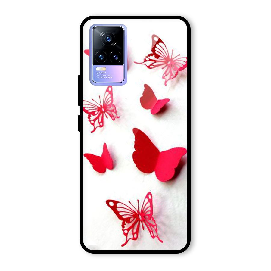 Red Butterflies Glass Back Case for Vivo Y73