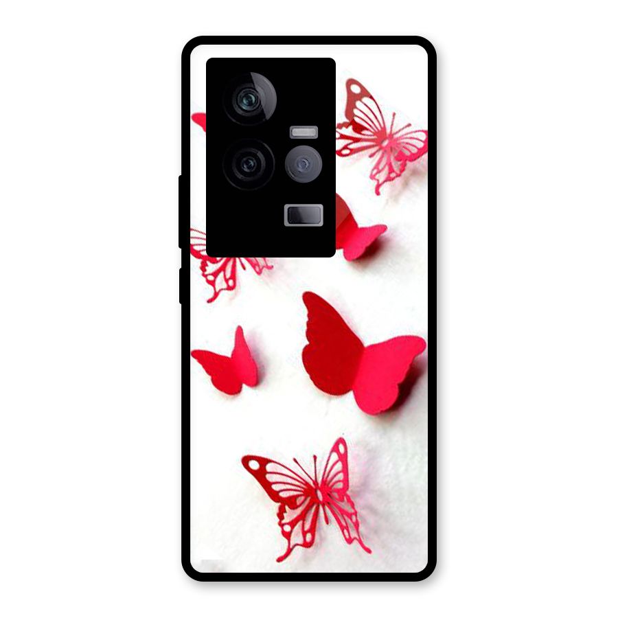 Red Butterflies Glass Back Case for Vivo iQOO 11 5G