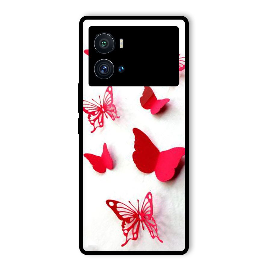 Red Butterflies Glass Back Case for Vivo iQOO 9 Pro