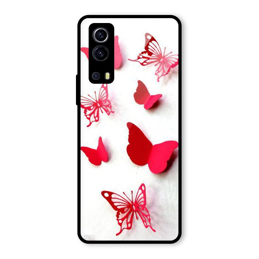 Red Butterflies Glass Back Case for Vivo iQOO Z3