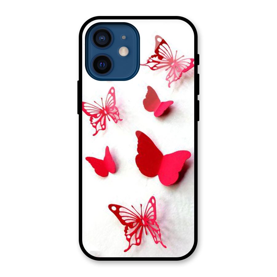 Red Butterflies Glass Back Case for iPhone 12 Mini