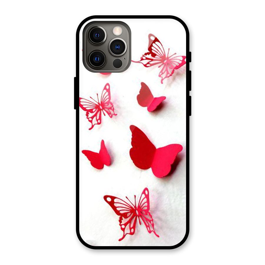 Red Butterflies Glass Back Case for iPhone 12 Pro