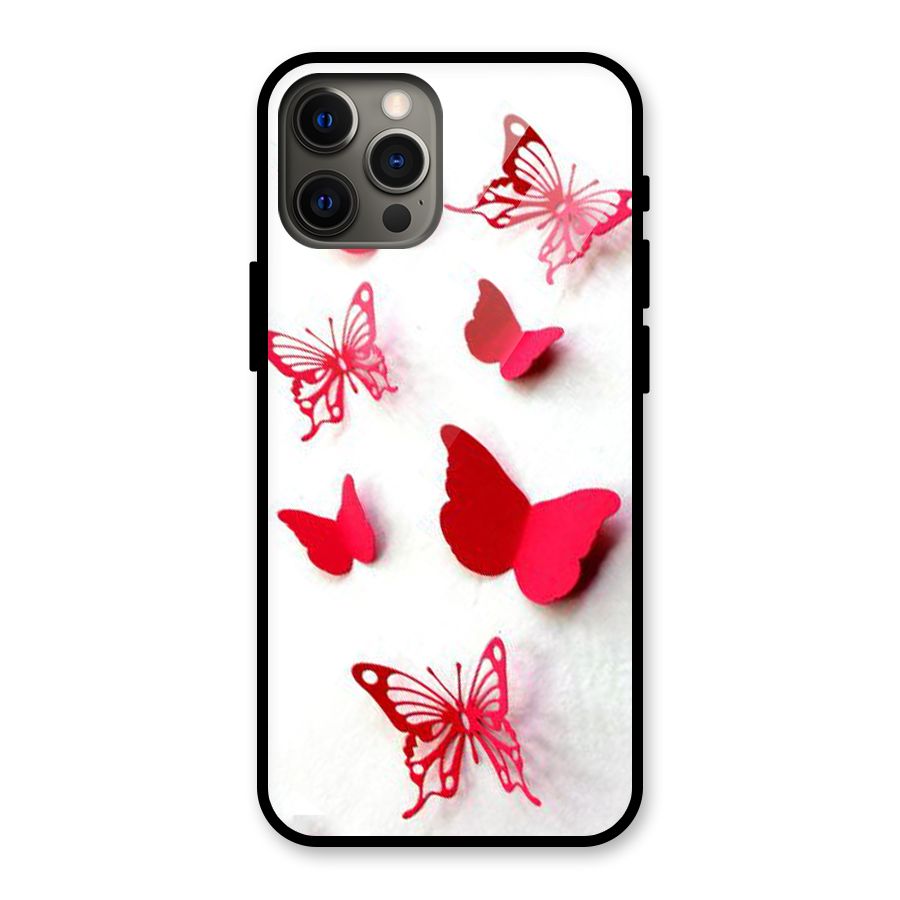 Red Butterflies Glass Back Case for iPhone 12 Pro Max