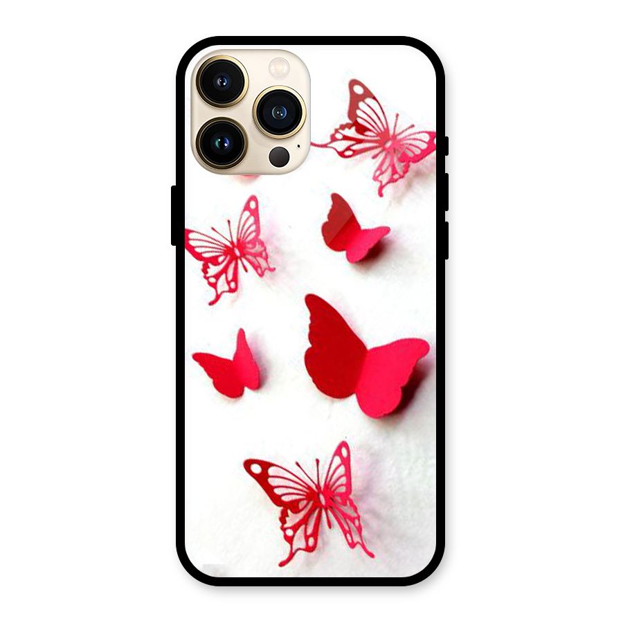 Red Butterflies Glass Back Case for iPhone 13 Pro Max