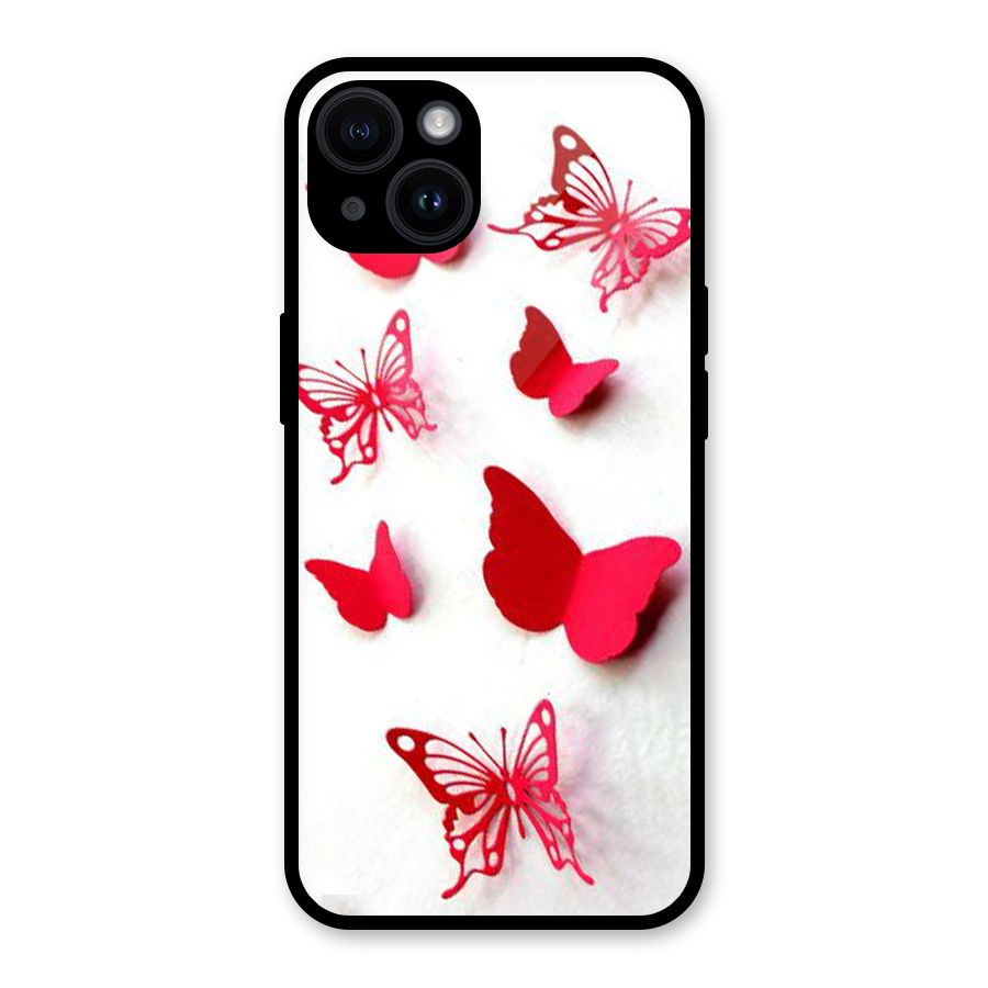 Red Butterflies Glass Back Case for iPhone 14