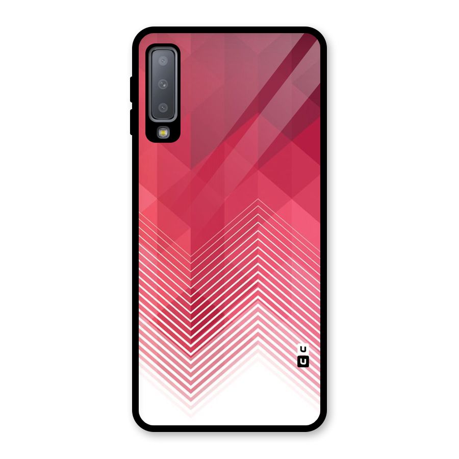 Red Chevron Abstract Glass Back Case for Galaxy A7 (2018)