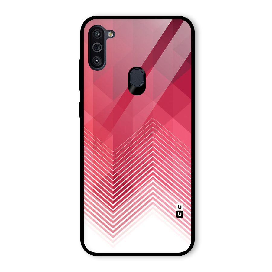Red Chevron Abstract Glass Back Case for Galaxy M11