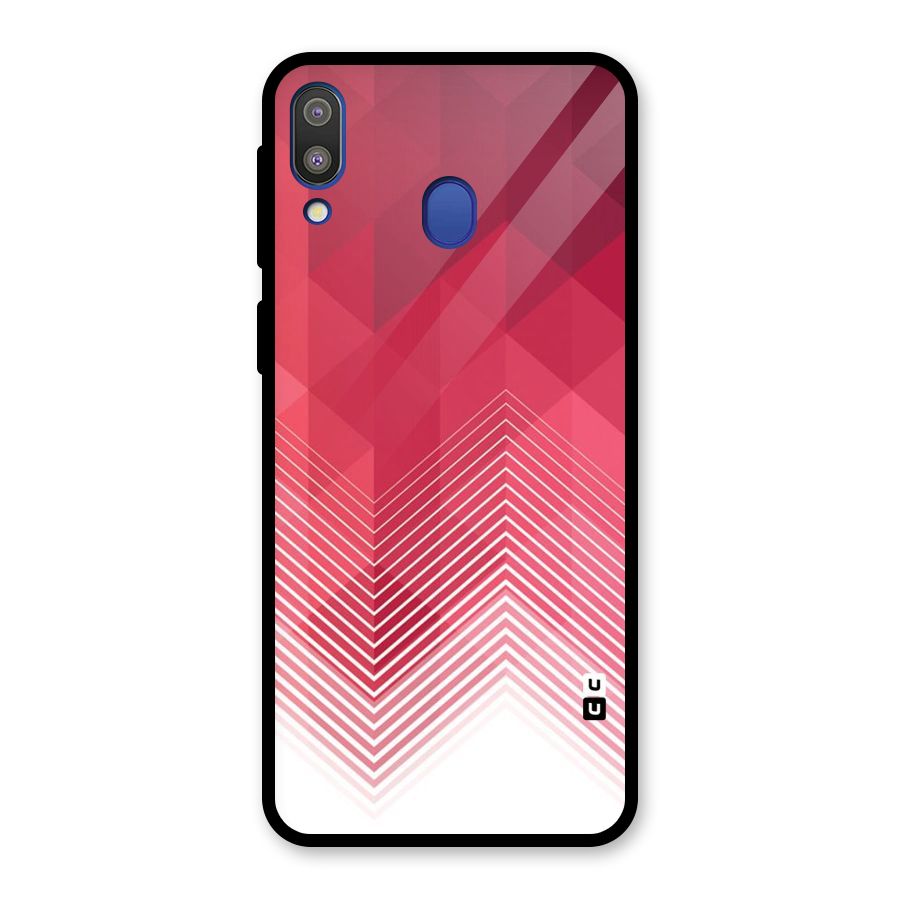 Red Chevron Abstract Glass Back Case for Galaxy M20