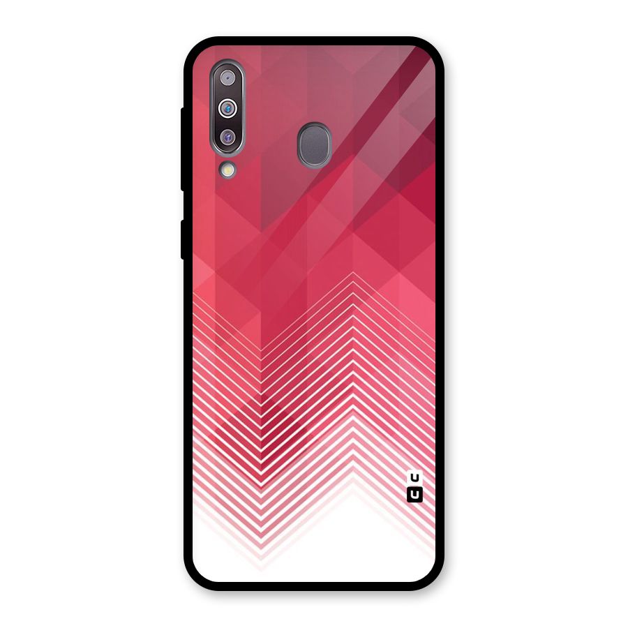 Red Chevron Abstract Glass Back Case for Galaxy M30