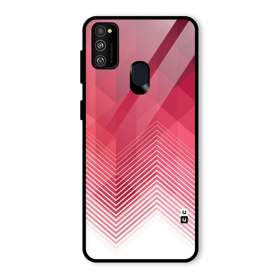 Red Chevron Abstract Glass Back Case for Galaxy M30s