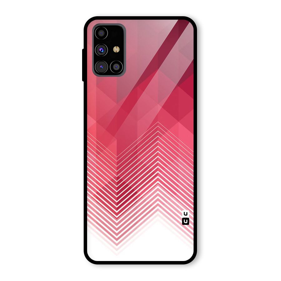 Red Chevron Abstract Glass Back Case for Galaxy M31s