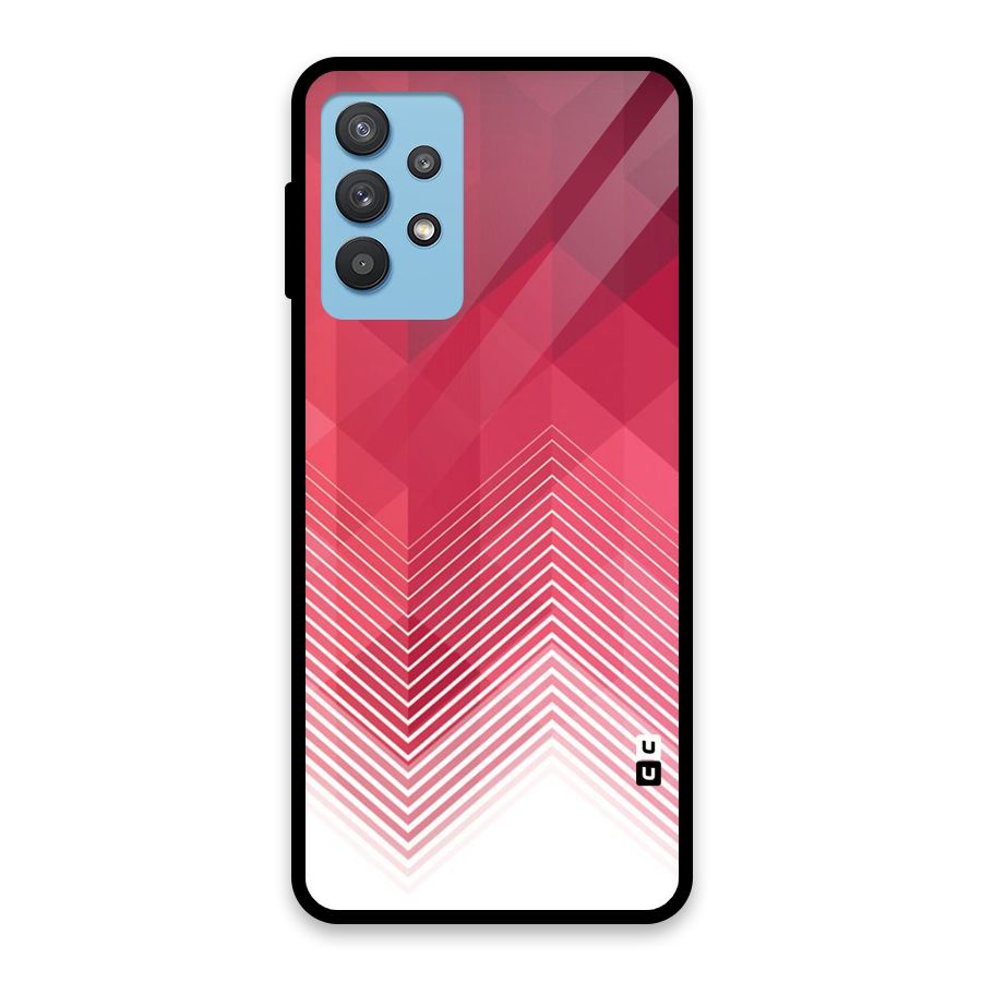 Red Chevron Abstract Glass Back Case for Galaxy M32 5G