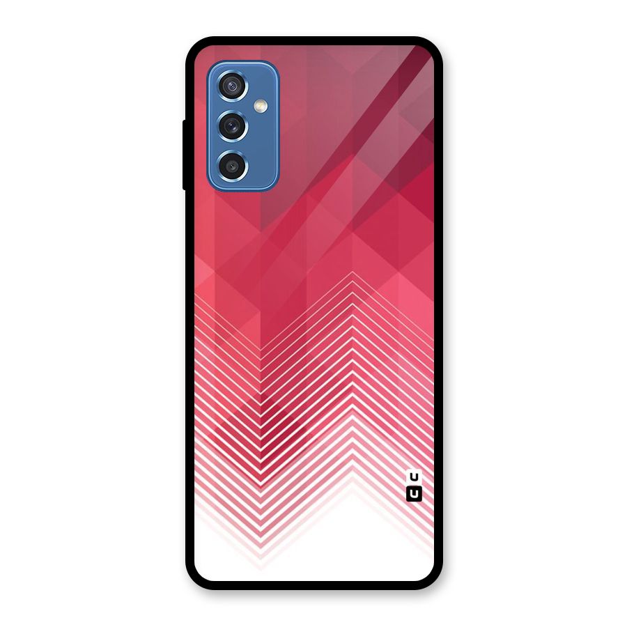 Red Chevron Abstract Glass Back Case for Galaxy M52 5G