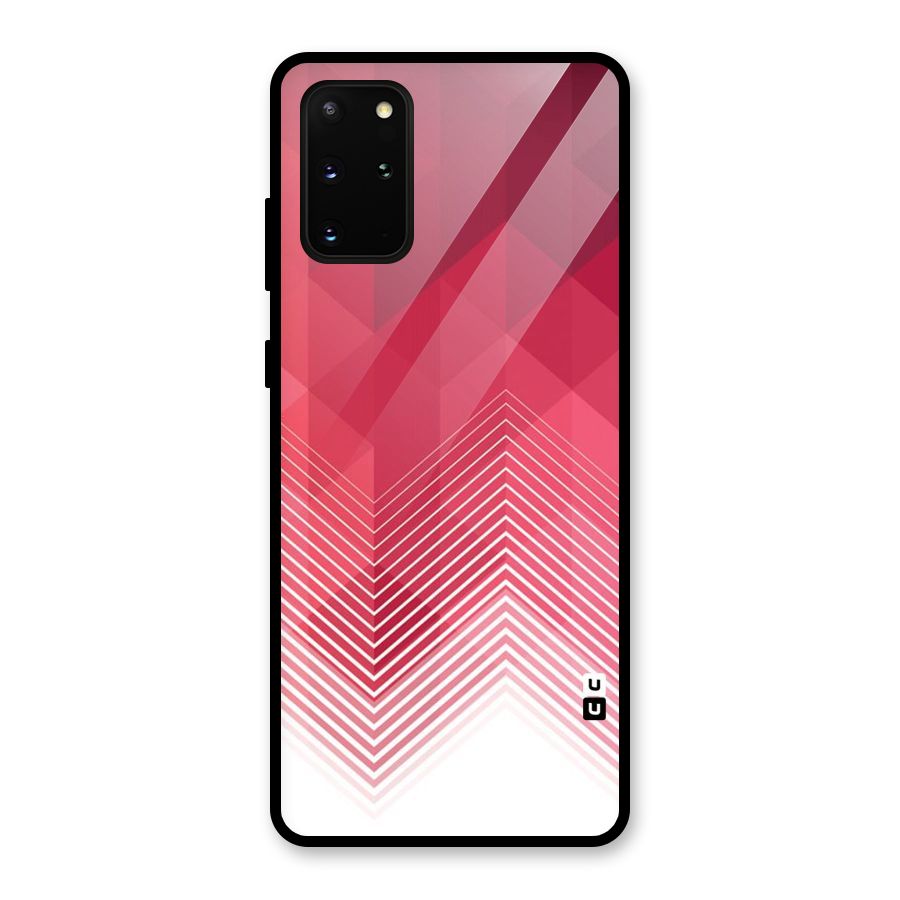 Red Chevron Abstract Glass Back Case for Galaxy S20 Plus