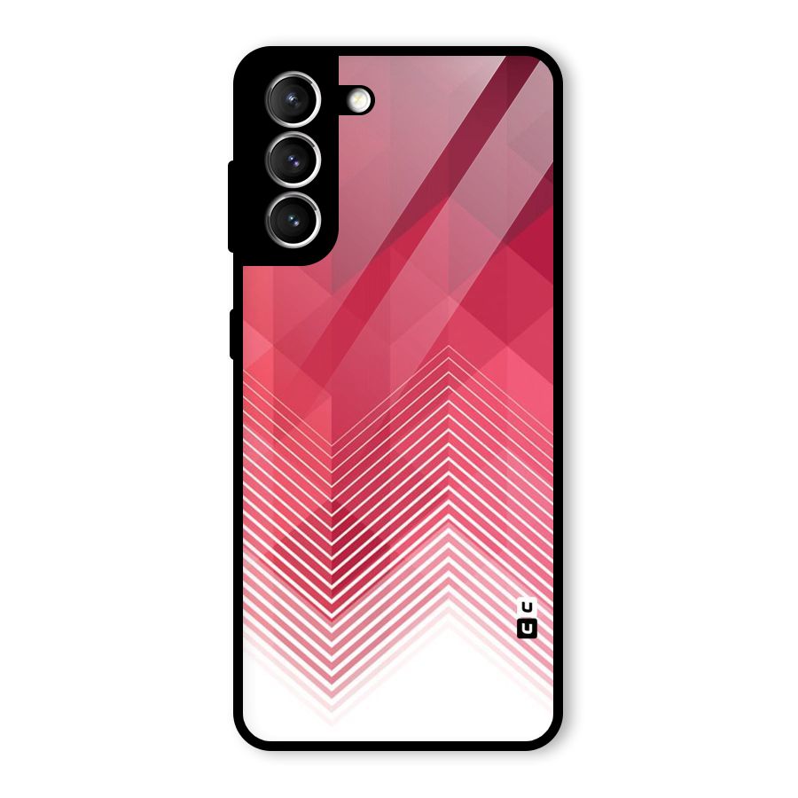 Red Chevron Abstract Glass Back Case for Galaxy S21 5G