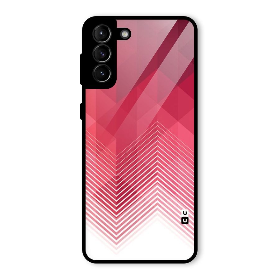 Red Chevron Abstract Glass Back Case for Galaxy S21 Plus