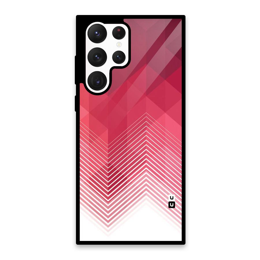 Red Chevron Abstract Glass Back Case for Galaxy S22 Ultra 5G