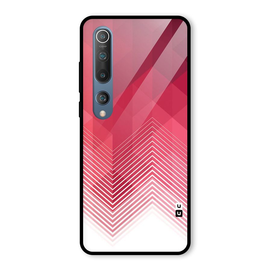 Red Chevron Abstract Glass Back Case for Mi 10