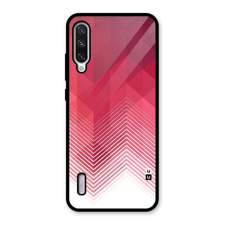 Red Chevron Abstract Glass Back Case for Mi A3