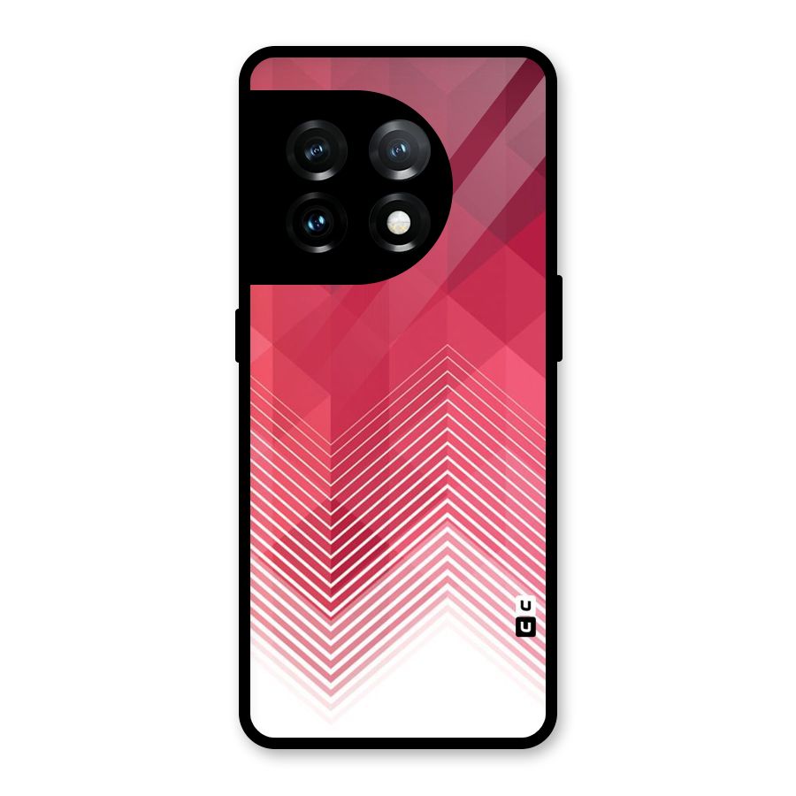 Red Chevron Abstract Glass Back Case for OnePlus 11
