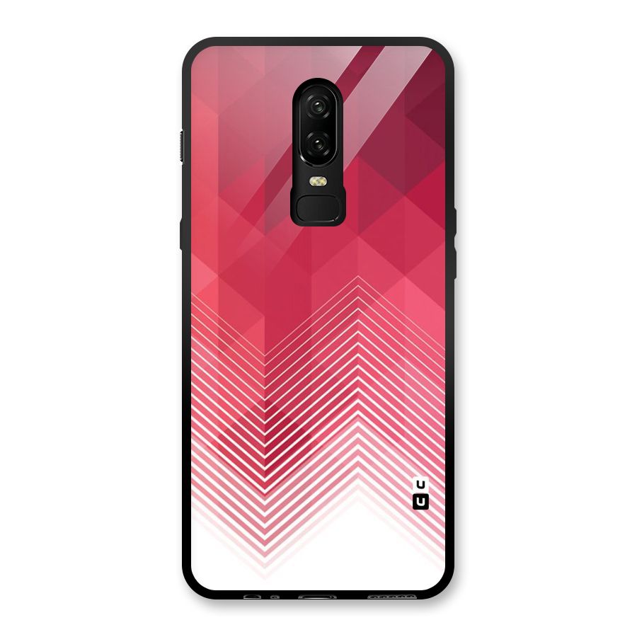 Red Chevron Abstract Glass Back Case for OnePlus 6