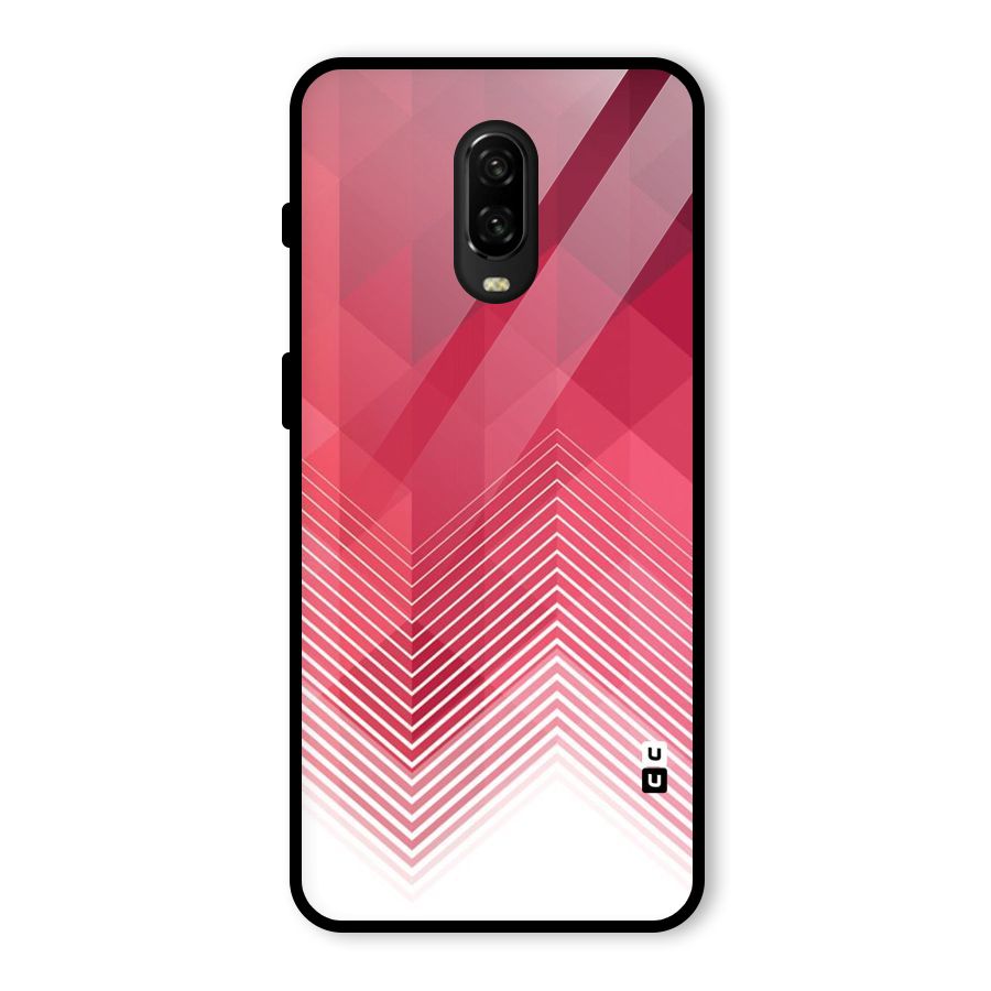 Red Chevron Abstract Glass Back Case for OnePlus 6T