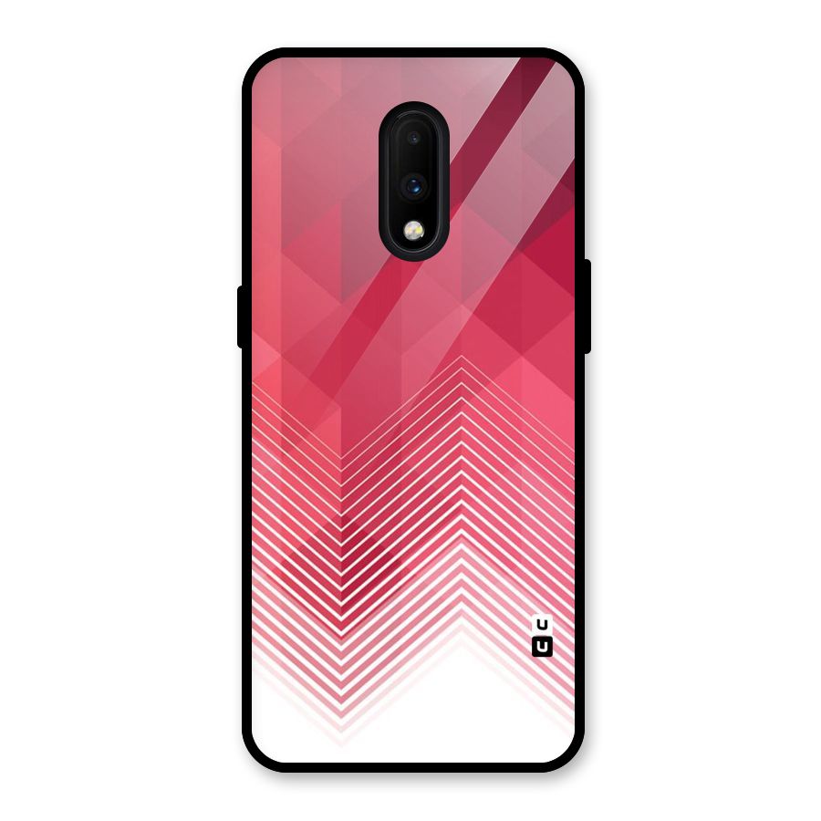Red Chevron Abstract Glass Back Case for OnePlus 7
