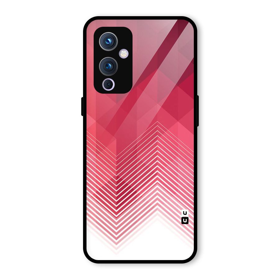 Red Chevron Abstract Glass Back Case for OnePlus 9