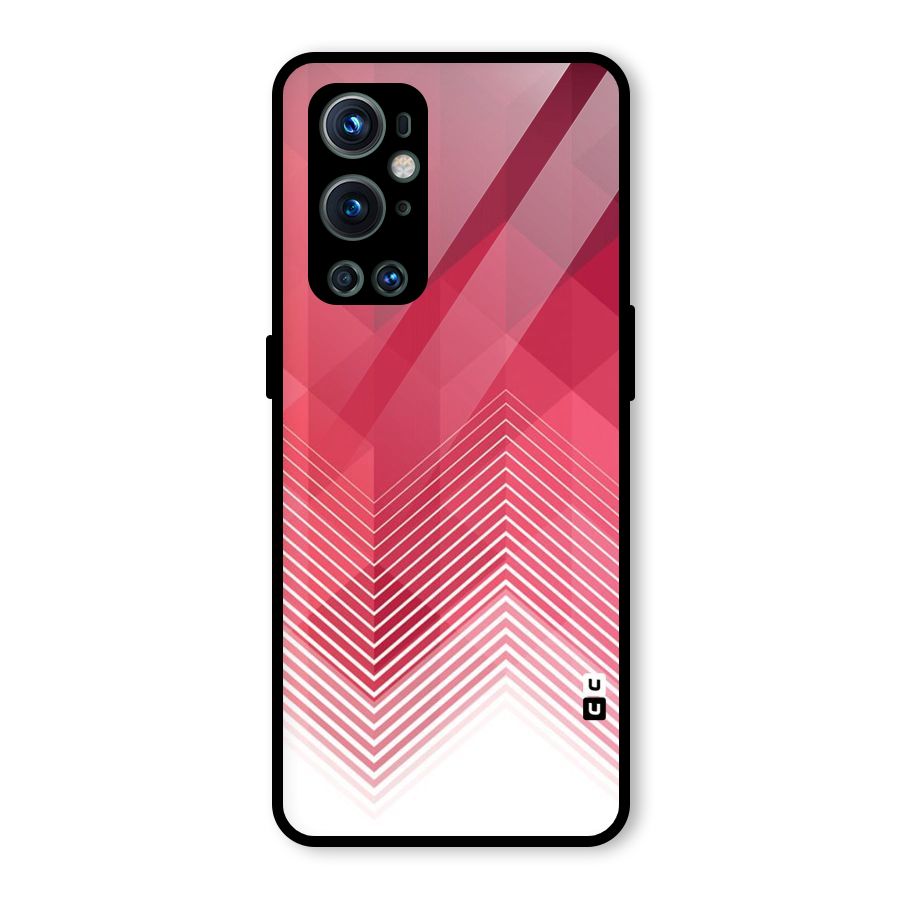 Red Chevron Abstract Glass Back Case for OnePlus 9 Pro
