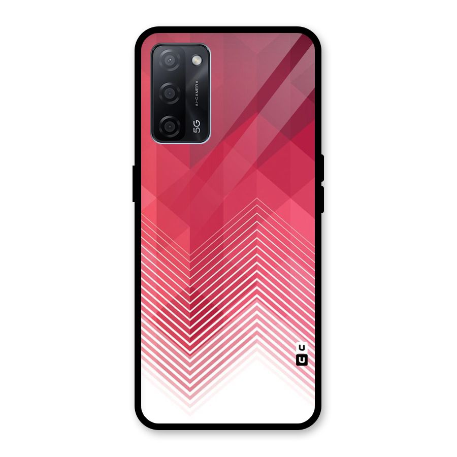 Red Chevron Abstract Glass Back Case for Oppo A53s 5G