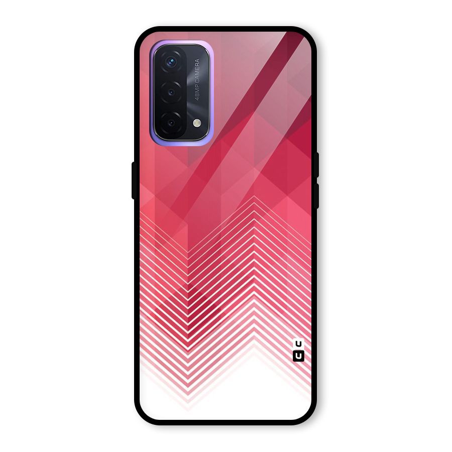 Red Chevron Abstract Glass Back Case for Oppo A74 5G