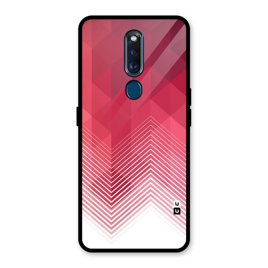 Red Chevron Abstract Glass Back Case for Oppo F11 Pro