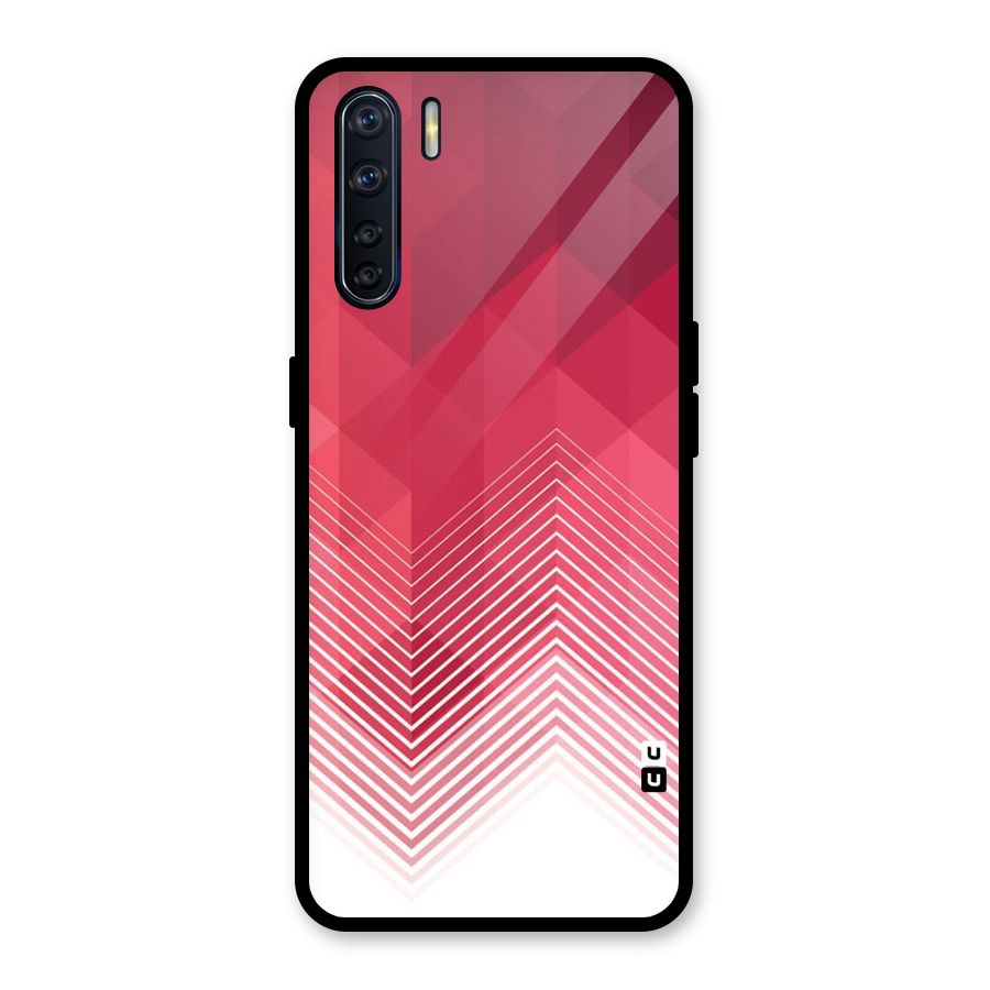 Red Chevron Abstract Glass Back Case for Oppo F15