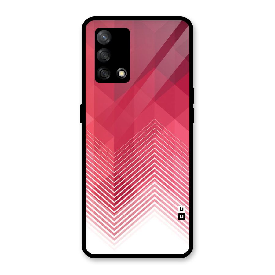 Red Chevron Abstract Glass Back Case for Oppo F19