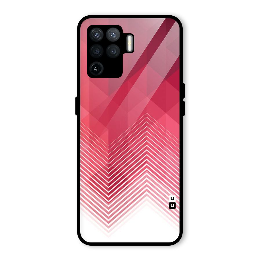 Red Chevron Abstract Glass Back Case for Oppo F19 Pro