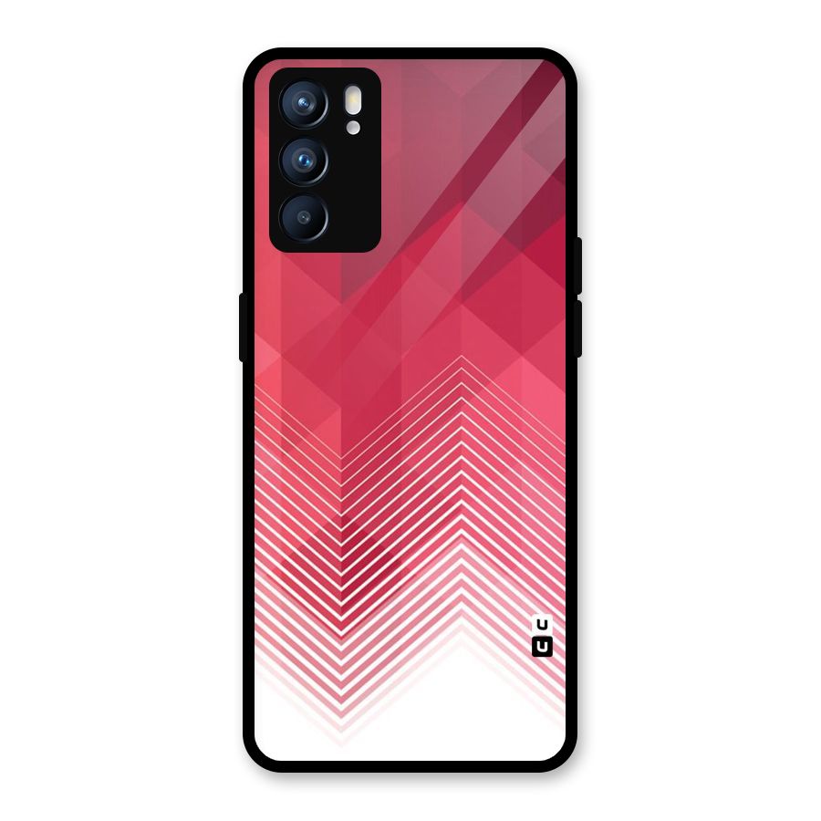 Red Chevron Abstract Glass Back Case for Oppo Reno6 5G