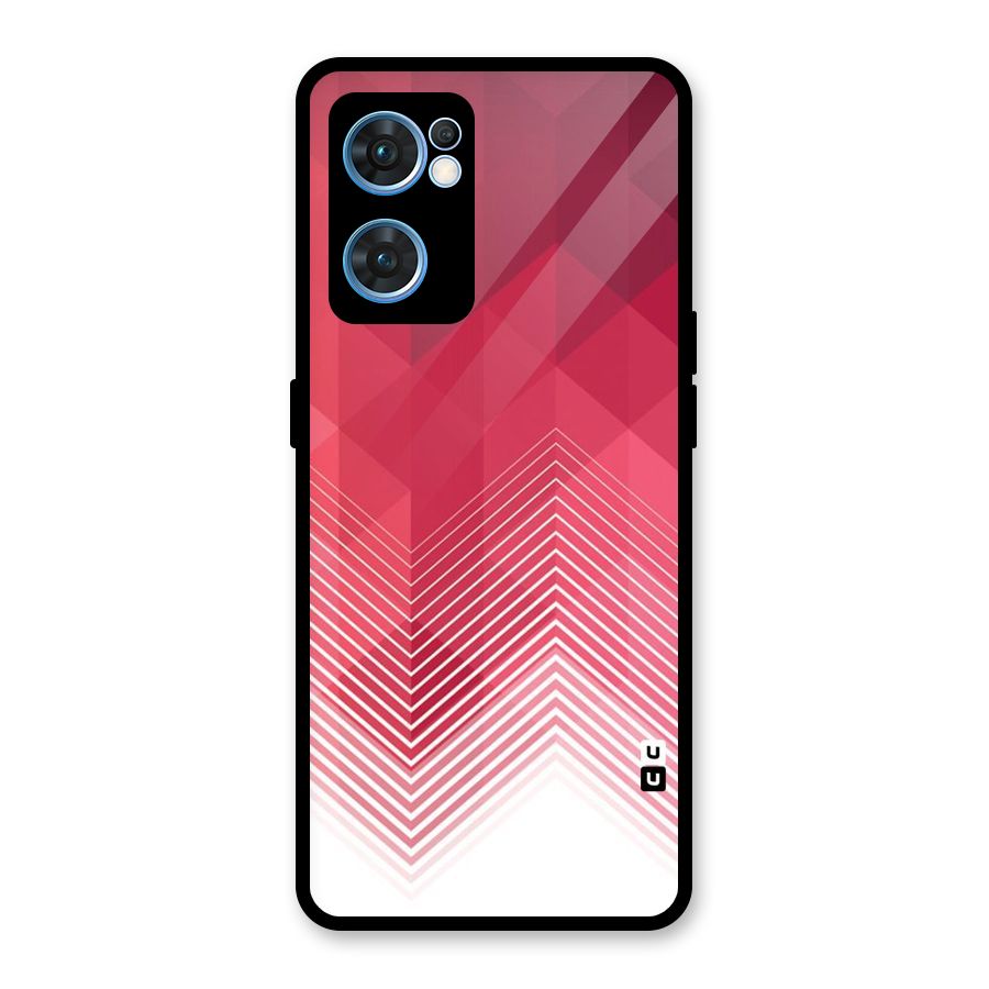 Red Chevron Abstract Glass Back Case for Oppo Reno7 5G