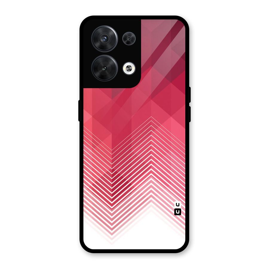 Red Chevron Abstract Glass Back Case for Oppo Reno8 5G