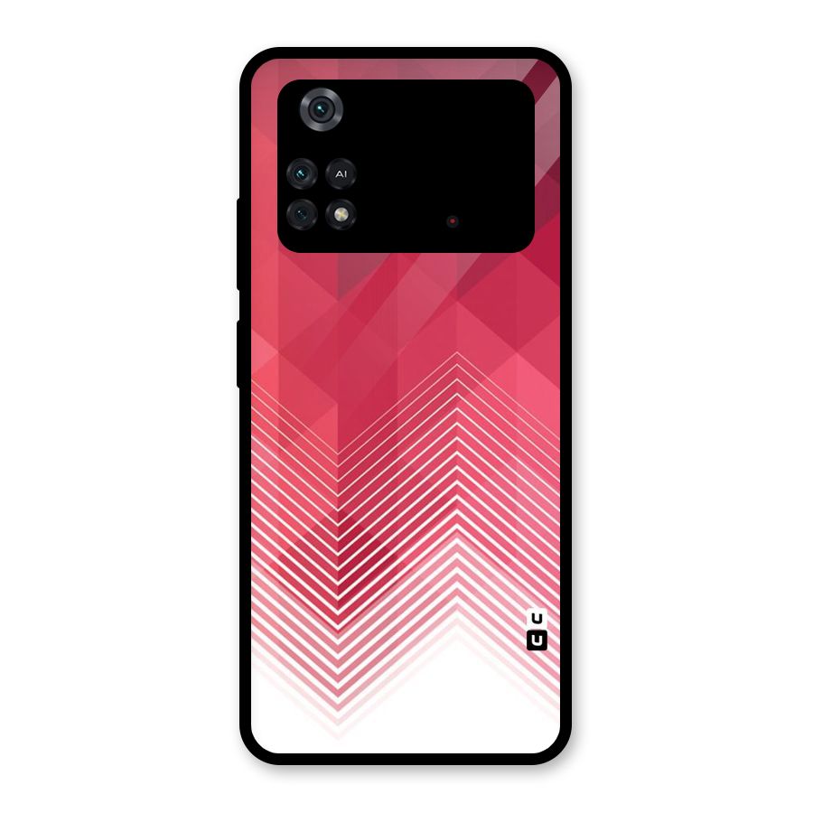 Red Chevron Abstract Glass Back Case for Poco M4 Pro 4G