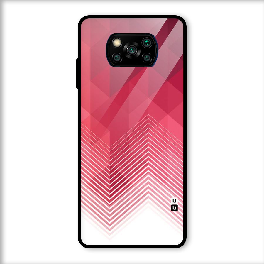 Red Chevron Abstract Glass Back Case for Poco X3