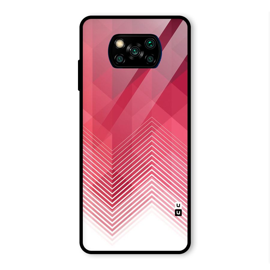 Red Chevron Abstract Glass Back Case for Poco X3 Pro