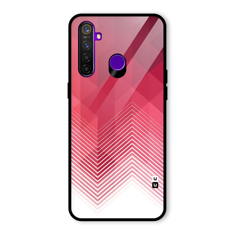 Red Chevron Abstract Glass Back Case for Realme 5 Pro