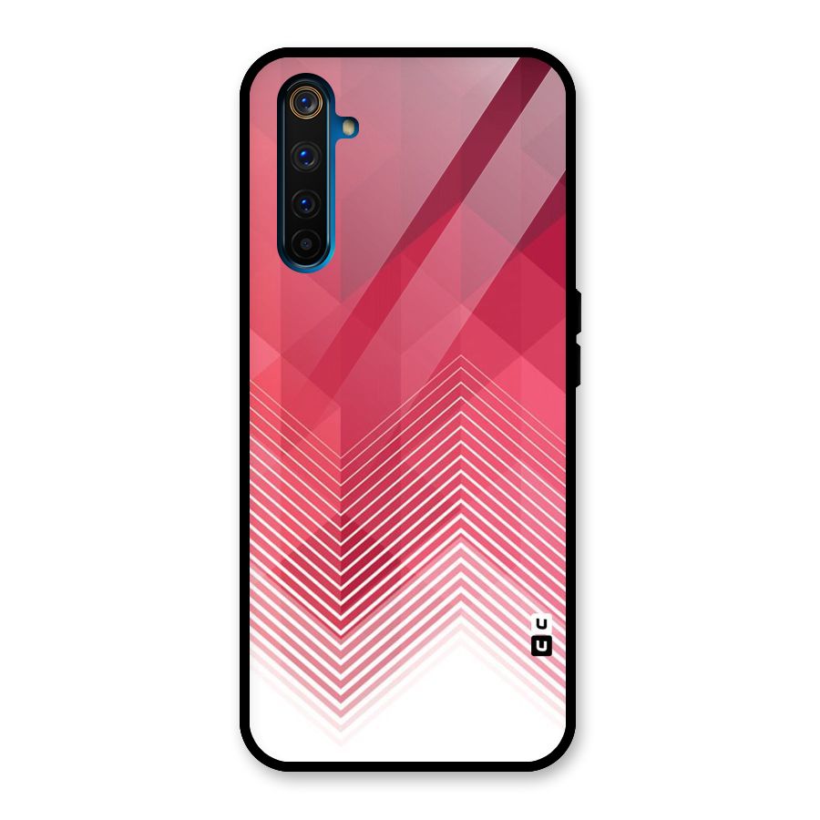 Red Chevron Abstract Glass Back Case for Realme 6 Pro