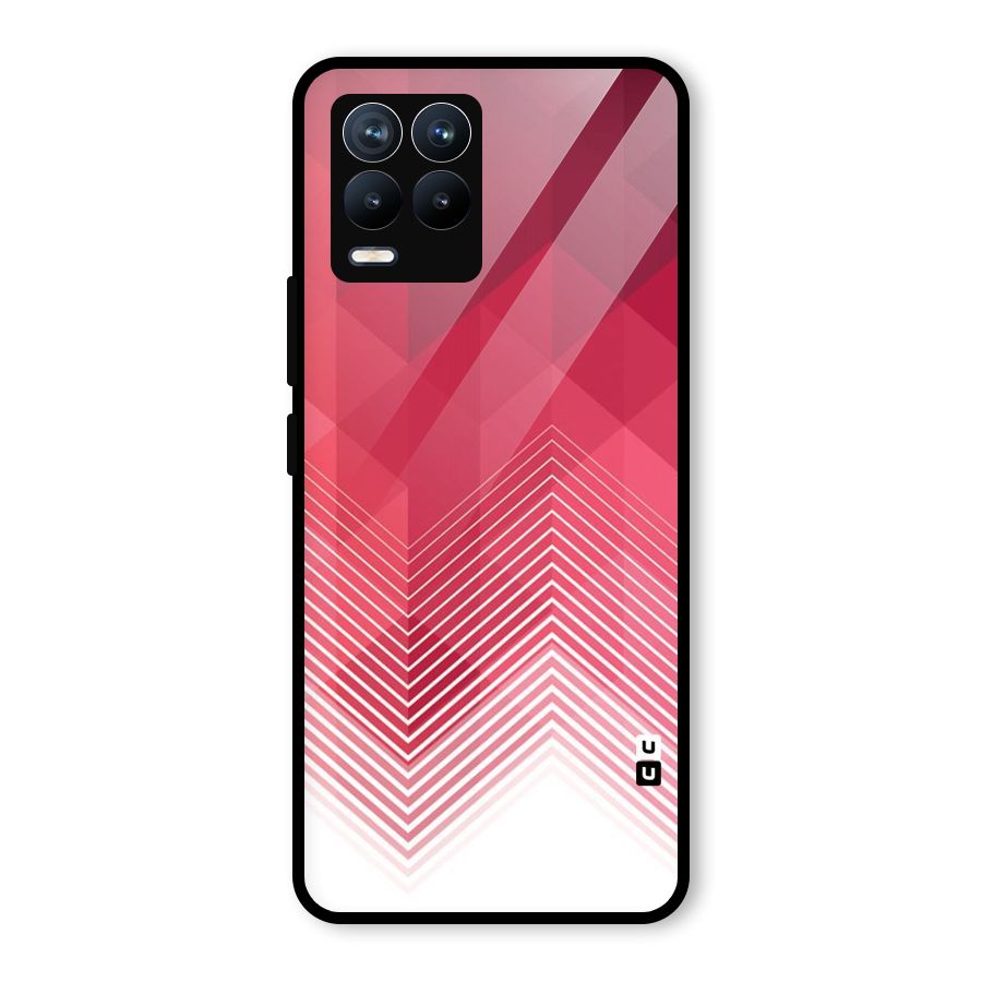 Red Chevron Abstract Glass Back Case for Realme 8 Pro