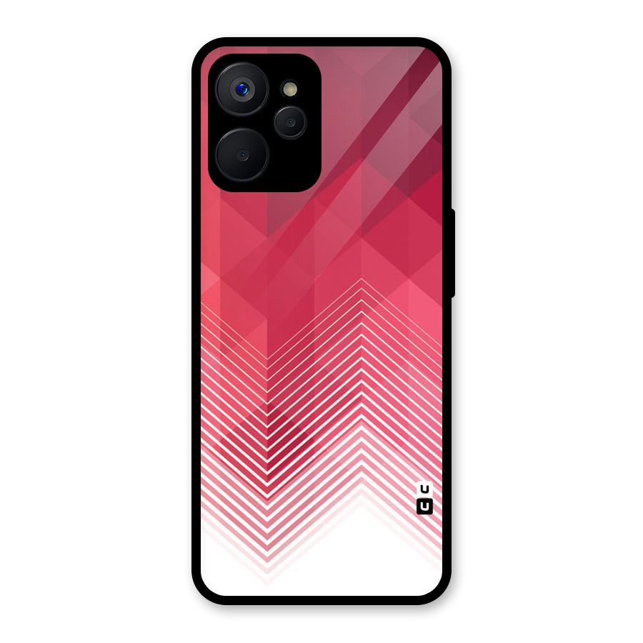 Red Chevron Abstract Glass Back Case for Realme 9i 5G
