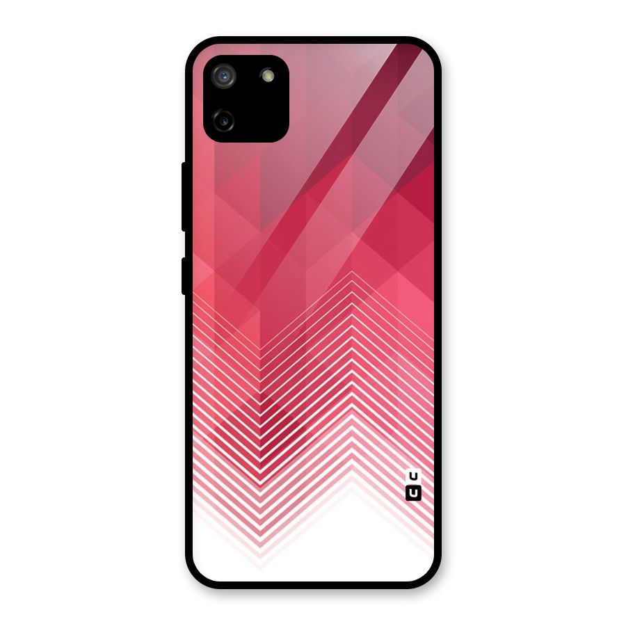 Red Chevron Abstract Glass Back Case for Realme C11