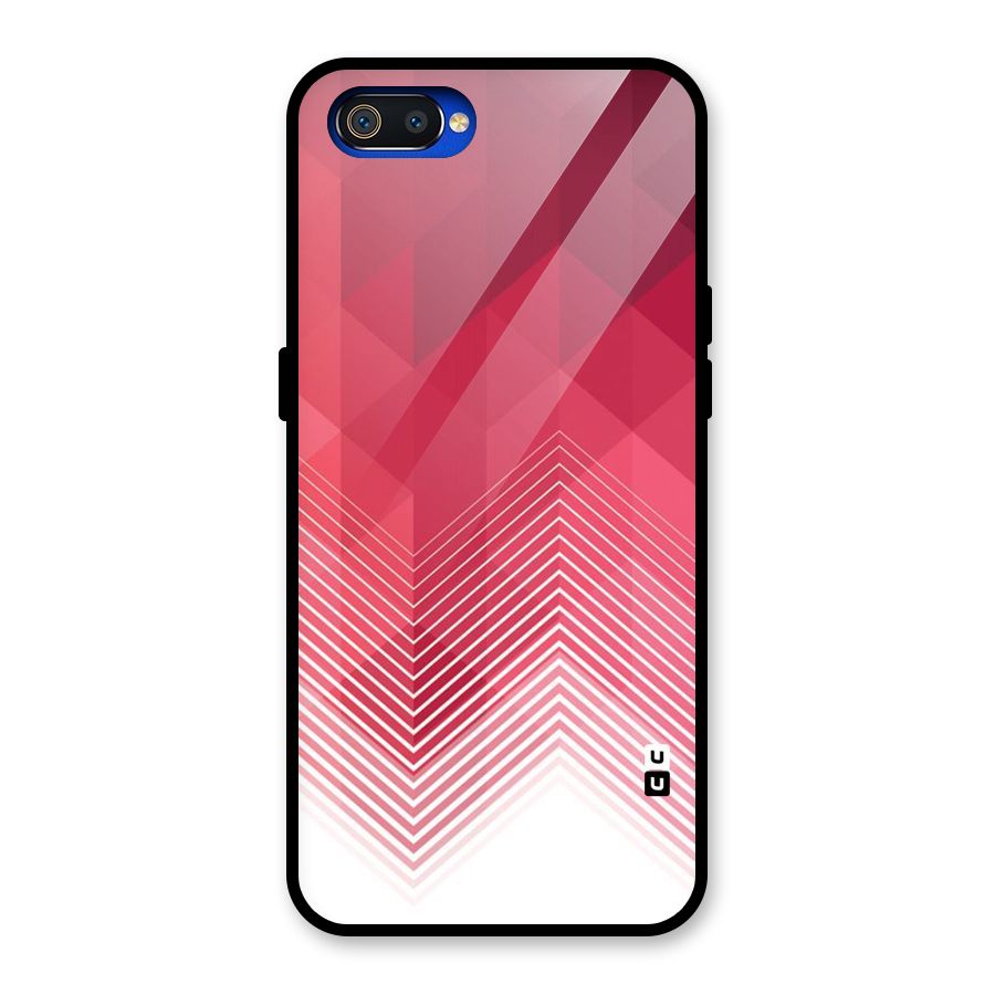 Red Chevron Abstract Glass Back Case for Realme C2