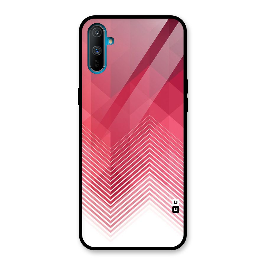 Red Chevron Abstract Glass Back Case for Realme C3